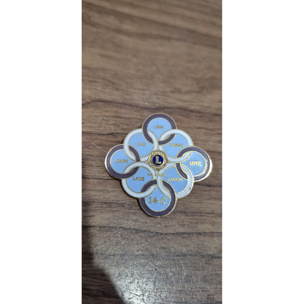 Lions Club 14-C Lead Serve Clutch Back Pin Enamel Collectible EUC